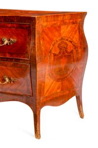 A Neapolitan Gilt Bronze Mounted Marquetry Commode