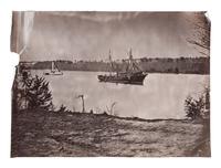 [CIVIL WAR]. Photographer unknown. U.S. Gunboat "Mendota" and other Ships on James River, Virginia . Ca 1864-1865.