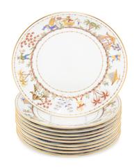 A Set of Ten Le Tallec Cirque Chinois Hand-Painted Porcelain Plates