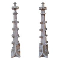 A Pair of Carved Stone Crocketed Finials 5" W x 5" D x 30" H — Germany, 19th Century