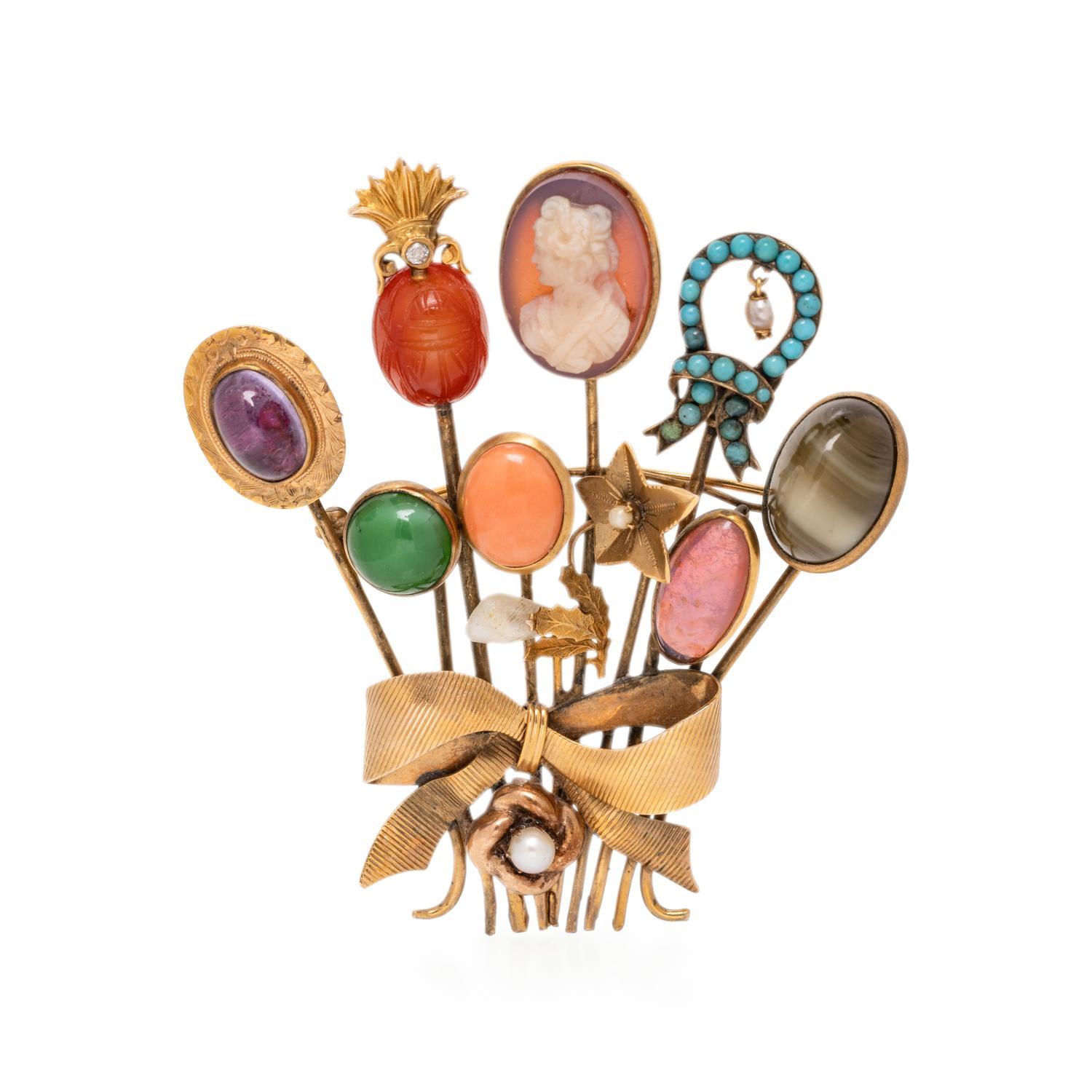 MULTIGEM STICKPIN BROOCH