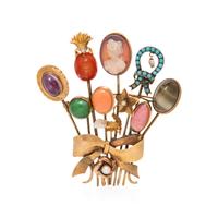 MULTIGEM STICKPIN BROOCH