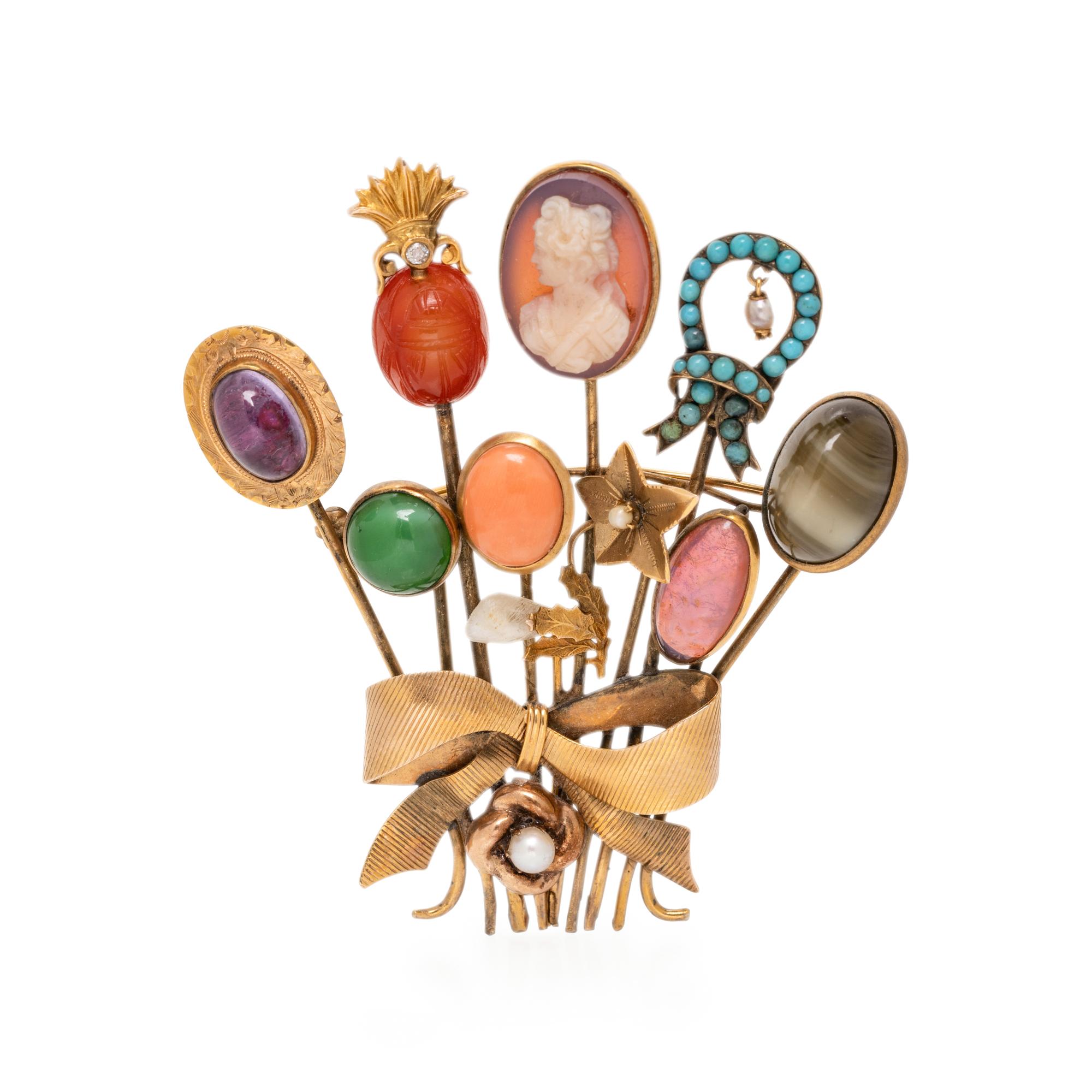 MULTIGEM STICKPIN BROOCH