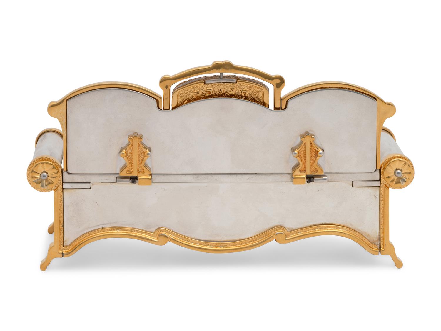 A Yossi Swed Partial Gilt Silver Couch Hannukah Menorah
