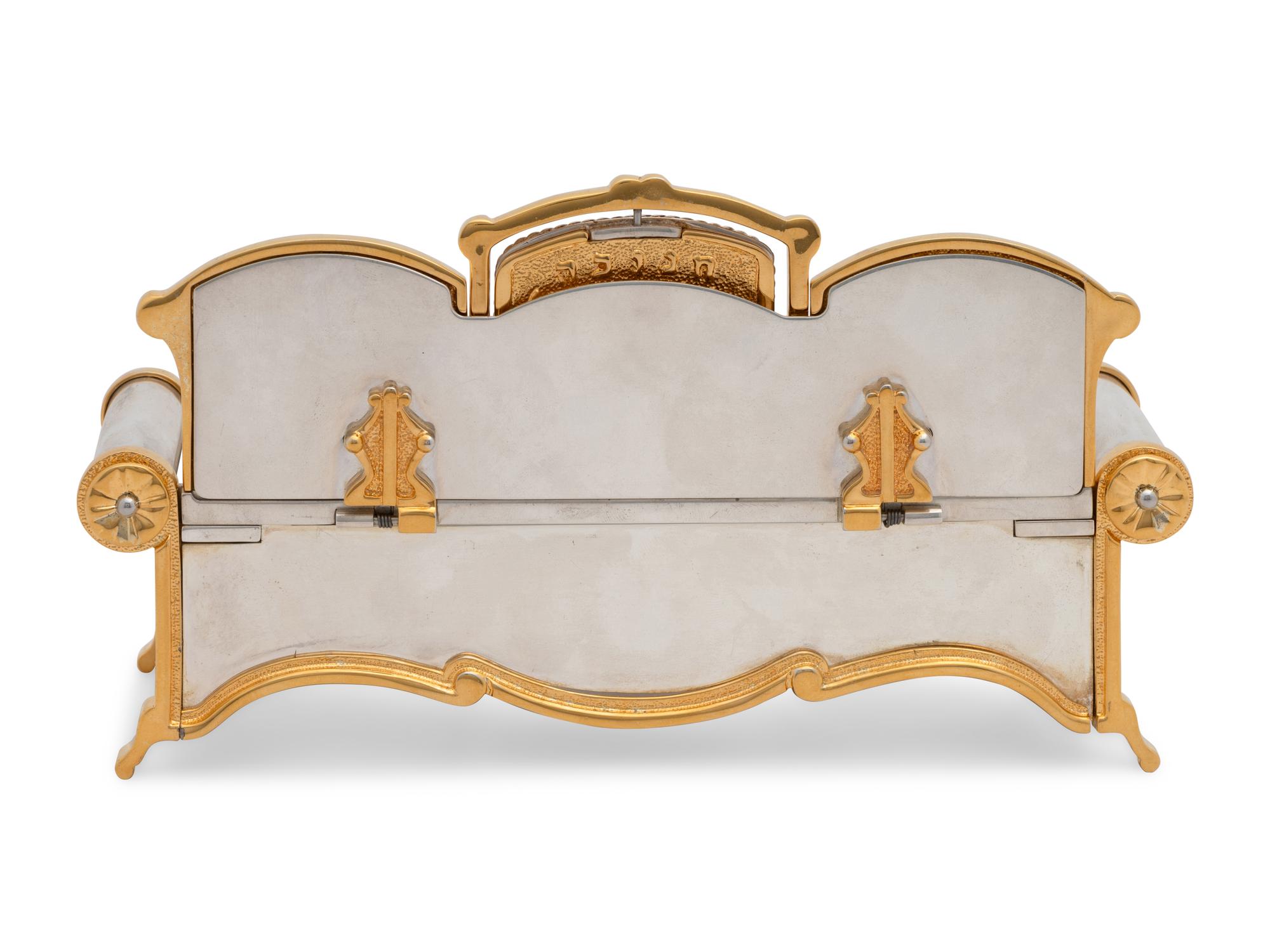 A Yossi Swed Partial Gilt Silver Couch Hannukah Menorah