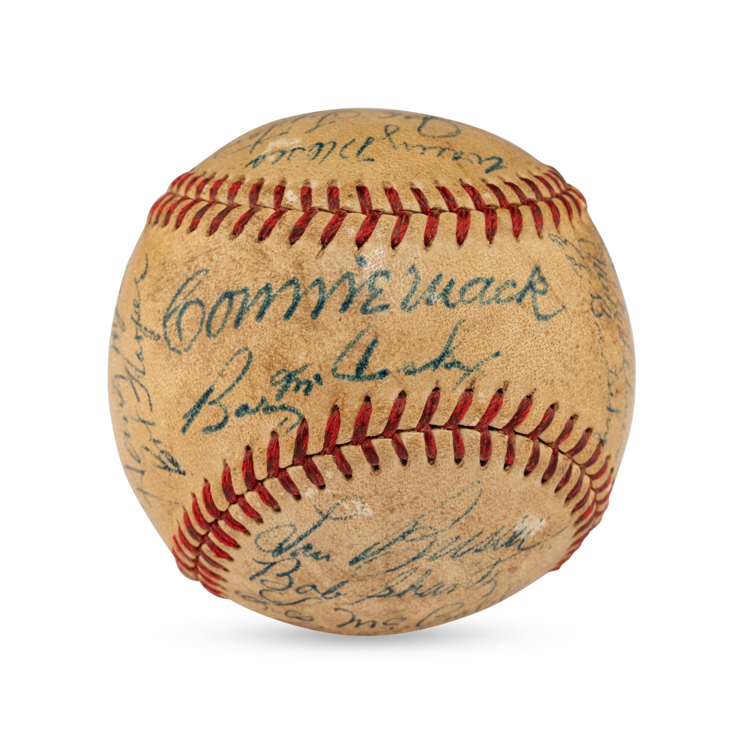 A 1951 Philadelphia Athletics Team Signed Autograph Baseball Featuring Connie Mack and Chief Bender (PSA Letter of Authenticity)
