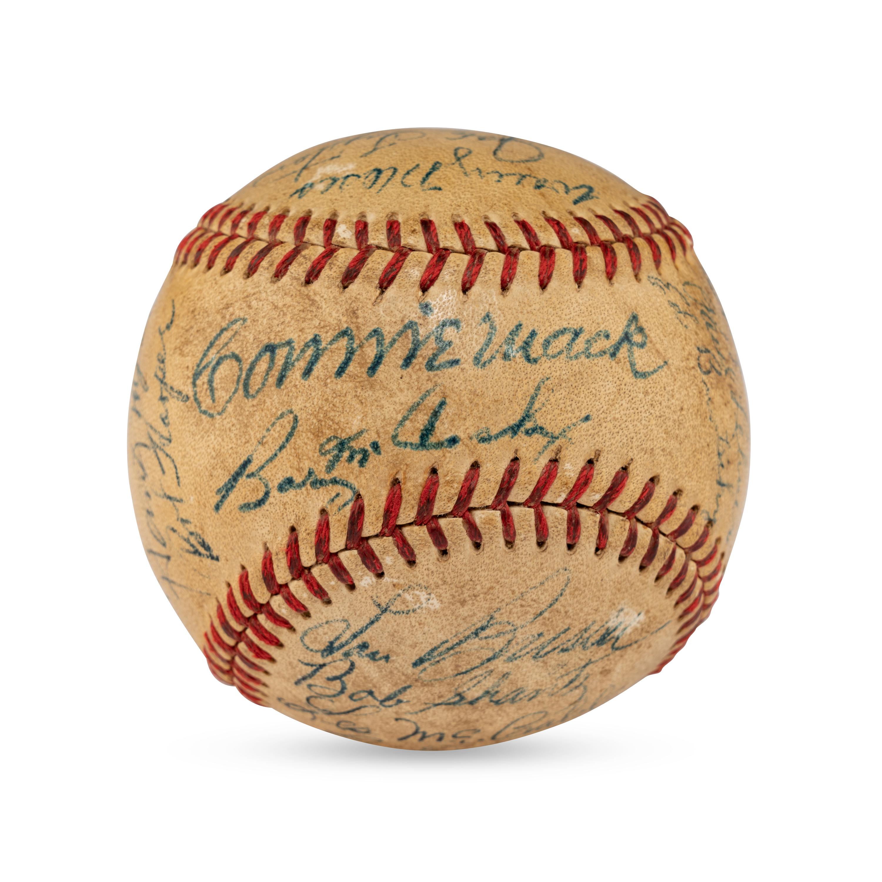 A 1951 Philadelphia Athletics Team Signed Autograph Baseball Featuring Connie Mack and Chief Bender (PSA Letter of Authenticity)