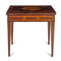 A Continental Marquetry and Parquetry Flip-Top Game Table