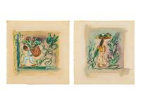 Two Works: Man with Basket and Woman with Basket