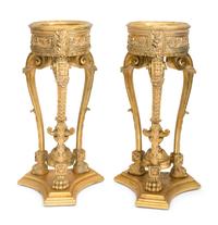 A Pair of Large Louis XV Style Giltwood Jardinière Stands