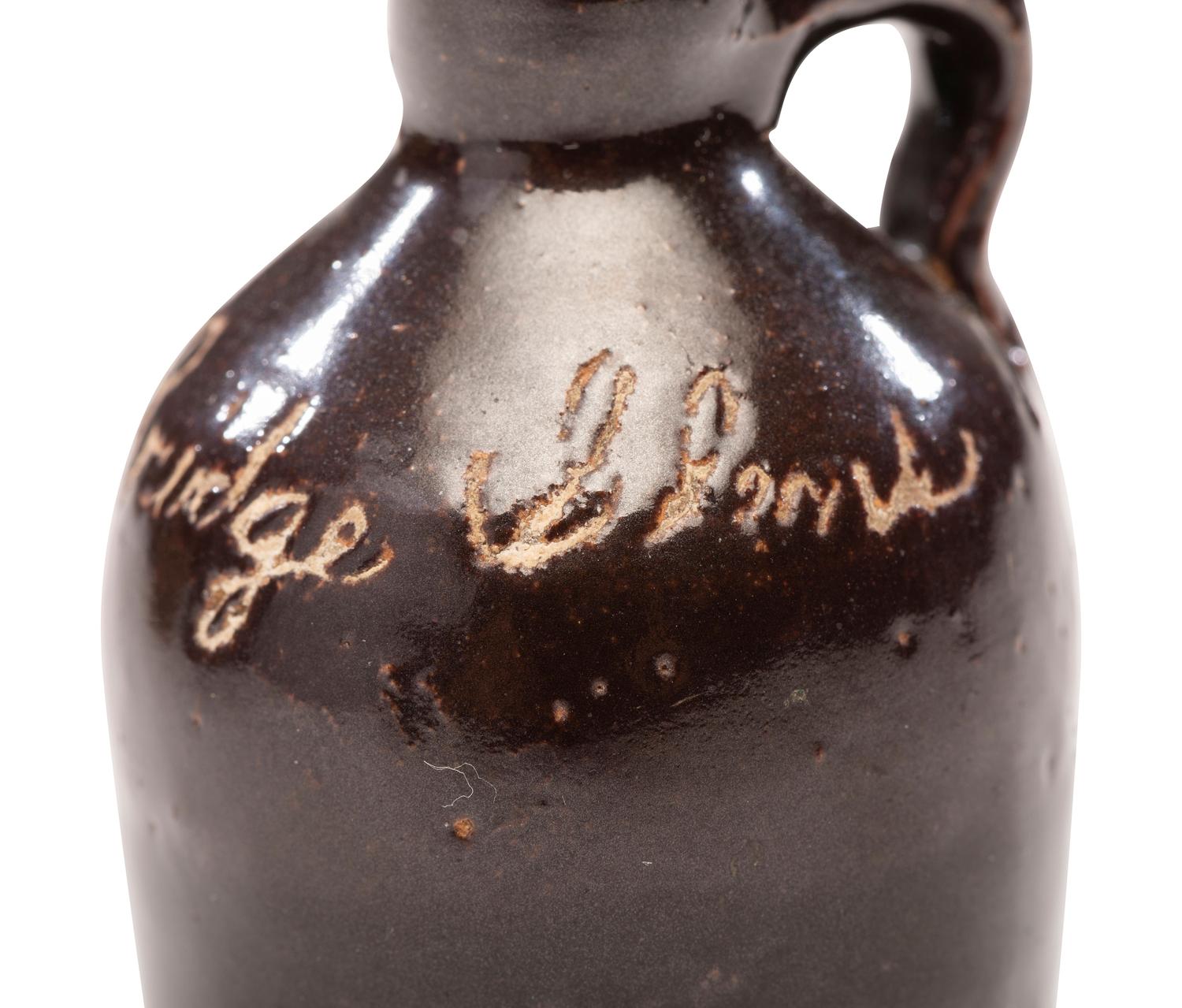 Six Fair and Amusement Park Souvenir Slip-Glazed Miniature Stoneware Vessels