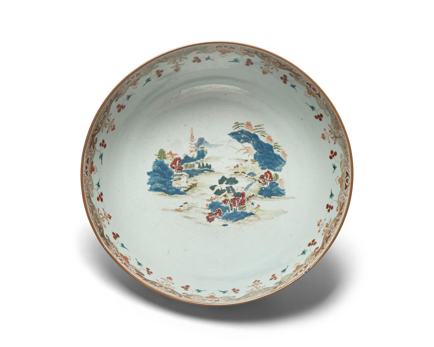 A Chinese Export Porcelain Famille Rose Punch Bowl