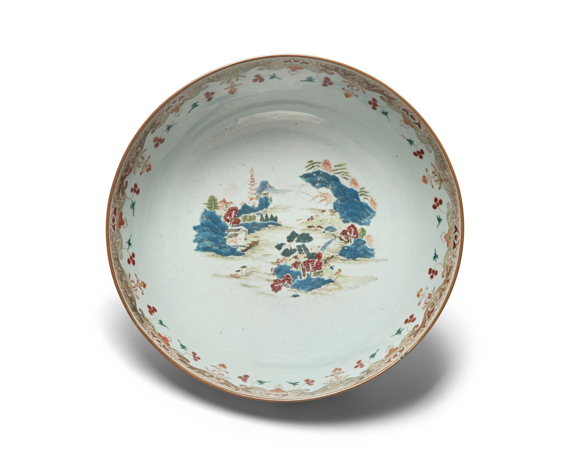 A Chinese Export Porcelain Famille Rose Punch Bowl