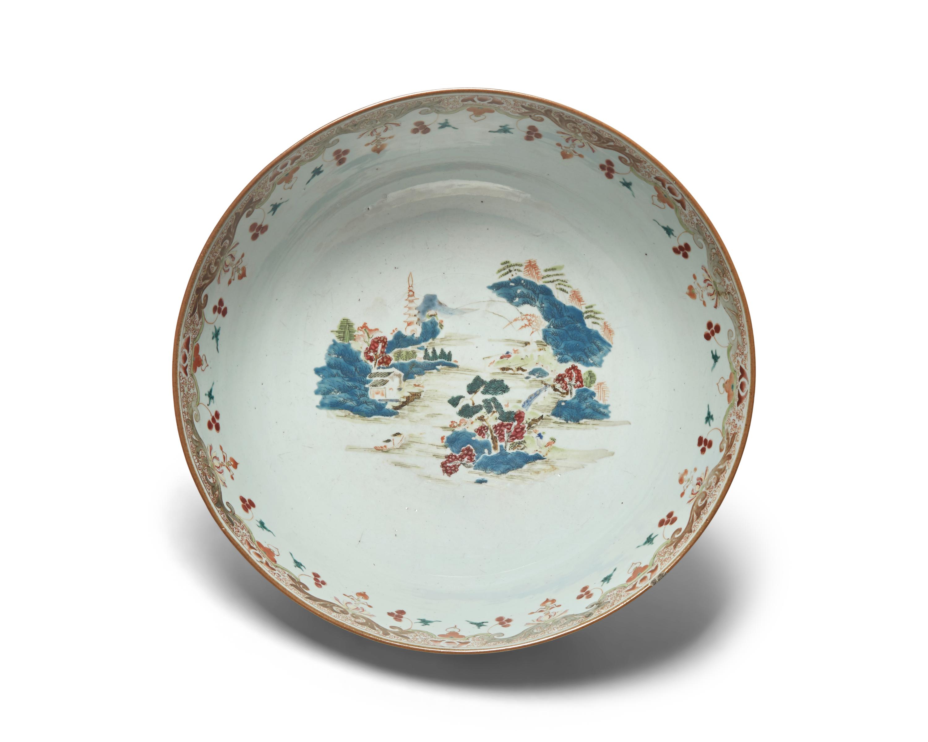 A Chinese Export Porcelain Famille Rose Punch Bowl