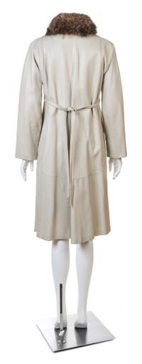 A Bonnie Cashin for Sills 1960s Oyster White Leather Coat, No size.