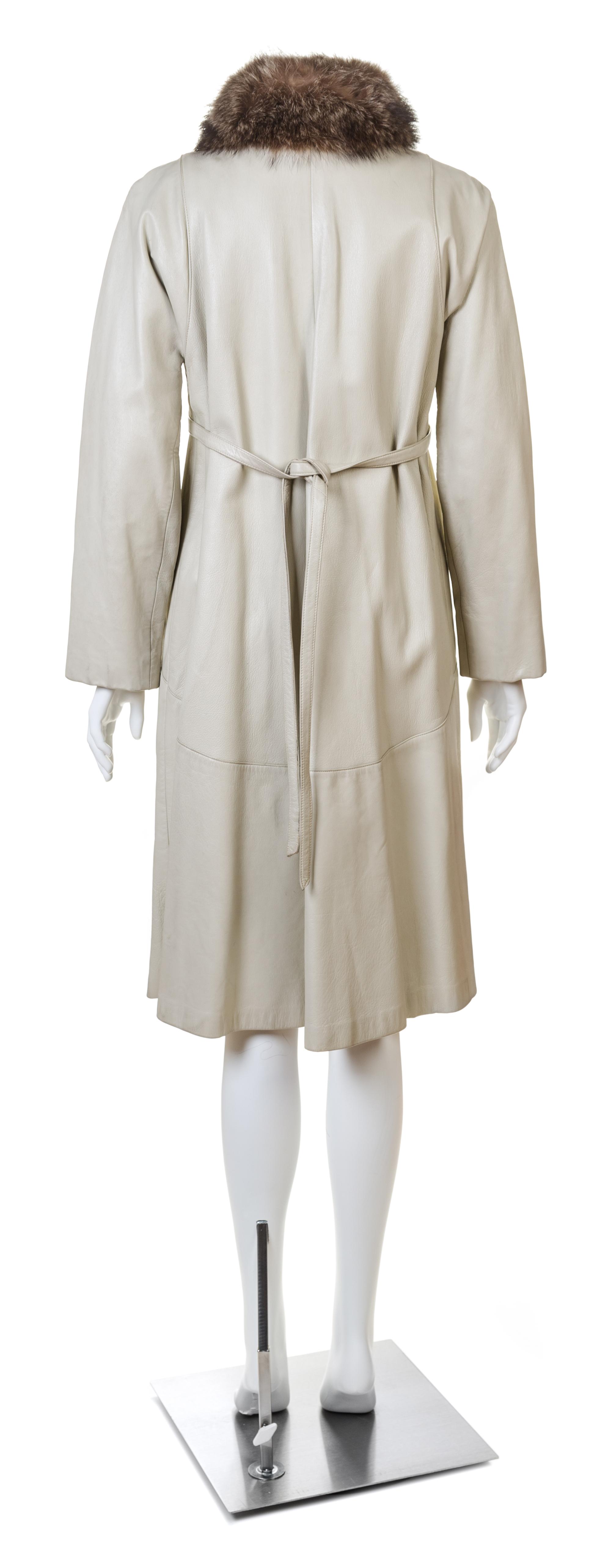 A Bonnie Cashin for Sills 1960s Oyster White Leather Coat, No size.