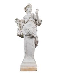 A Set of Four Monumental Carved Marble Garden Herms Allegorical of the Four Seasons