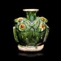A Small Chinese Sancai Glazed 'Double Fish' Vase, Tang Dynasty 唐 三彩雙魚罐