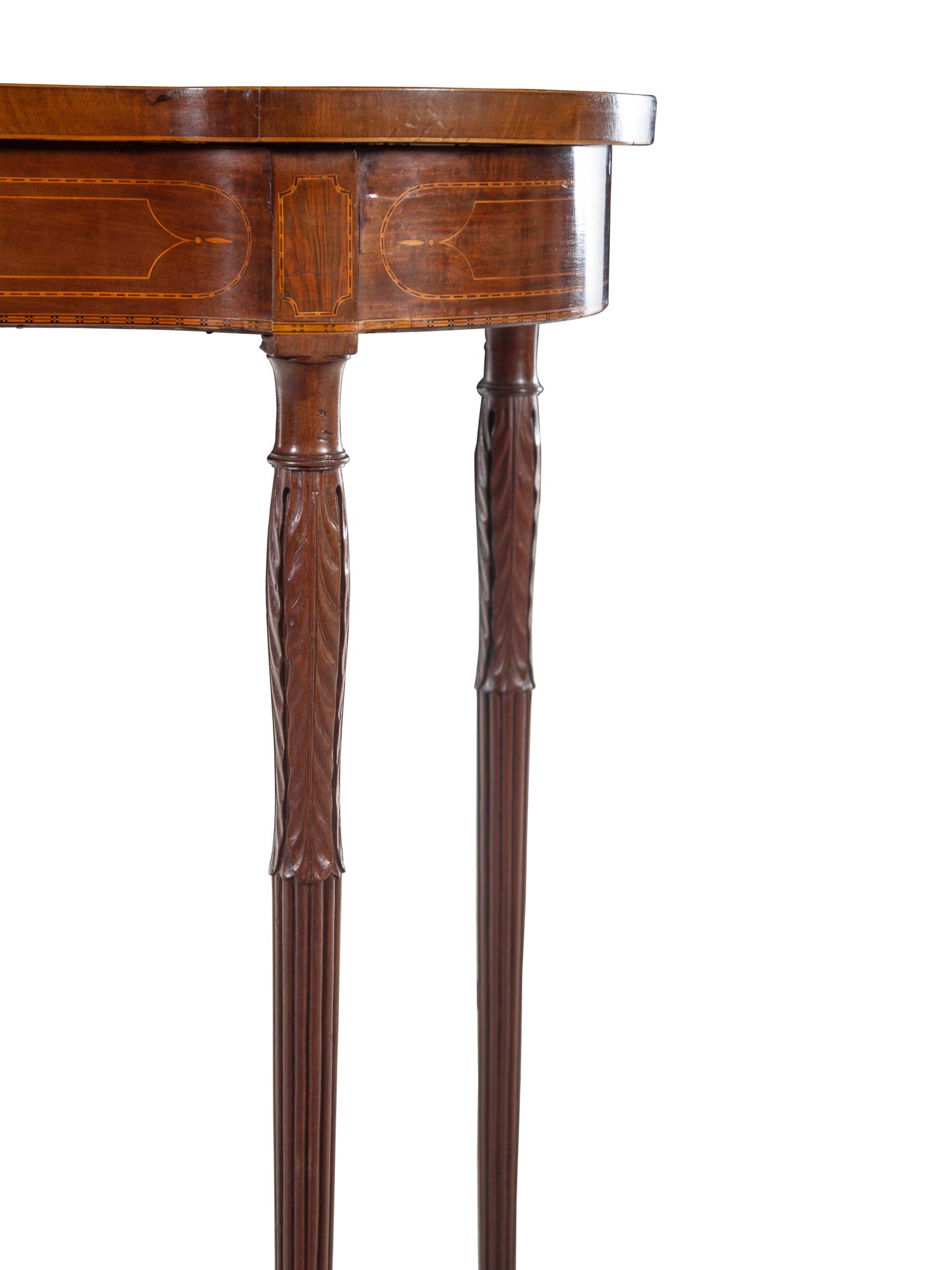 A Federal Style Carved and Inlaid Mahogany and Satinwood Console Table