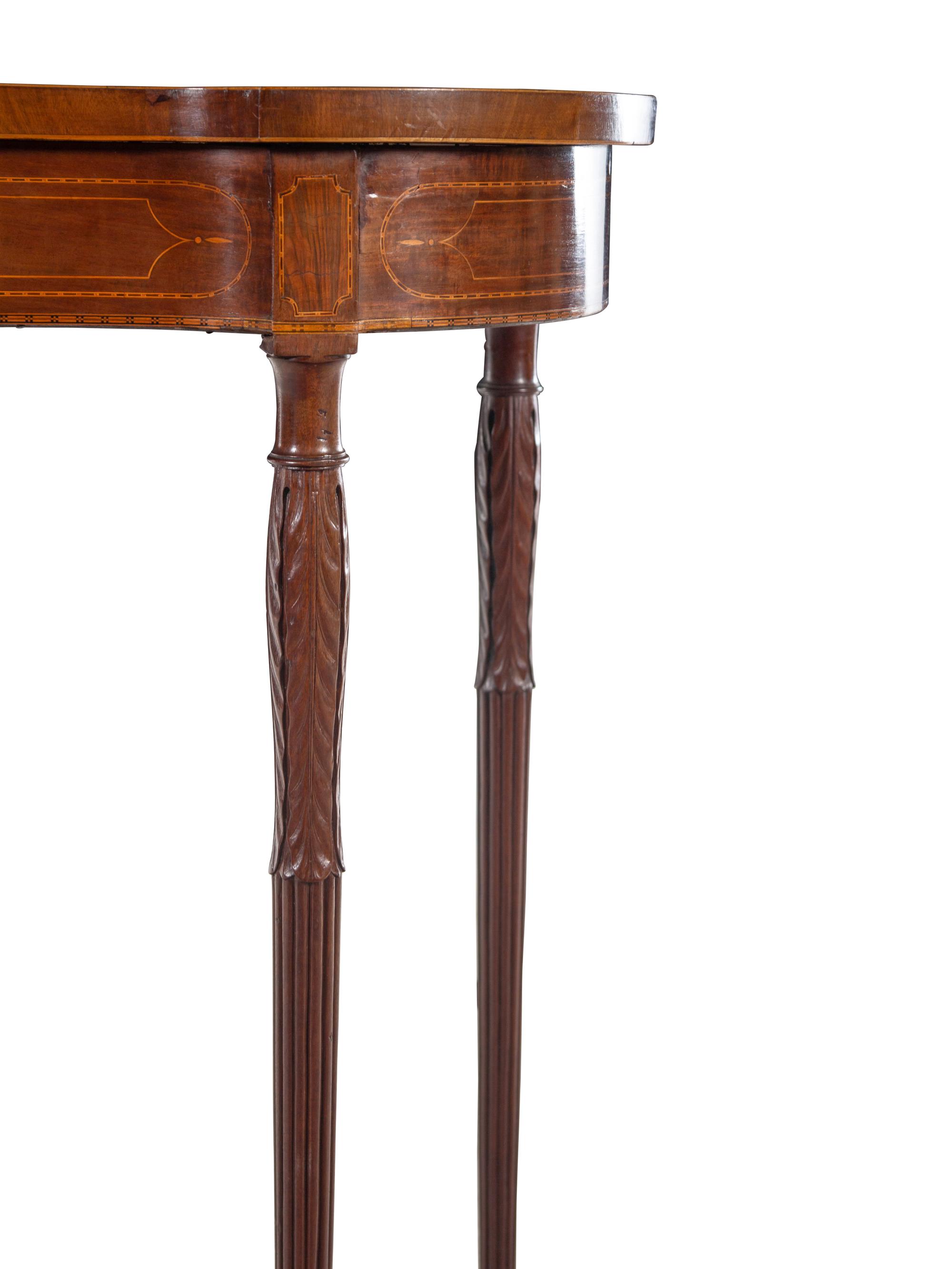 A Federal Style Carved and Inlaid Mahogany and Satinwood Console Table