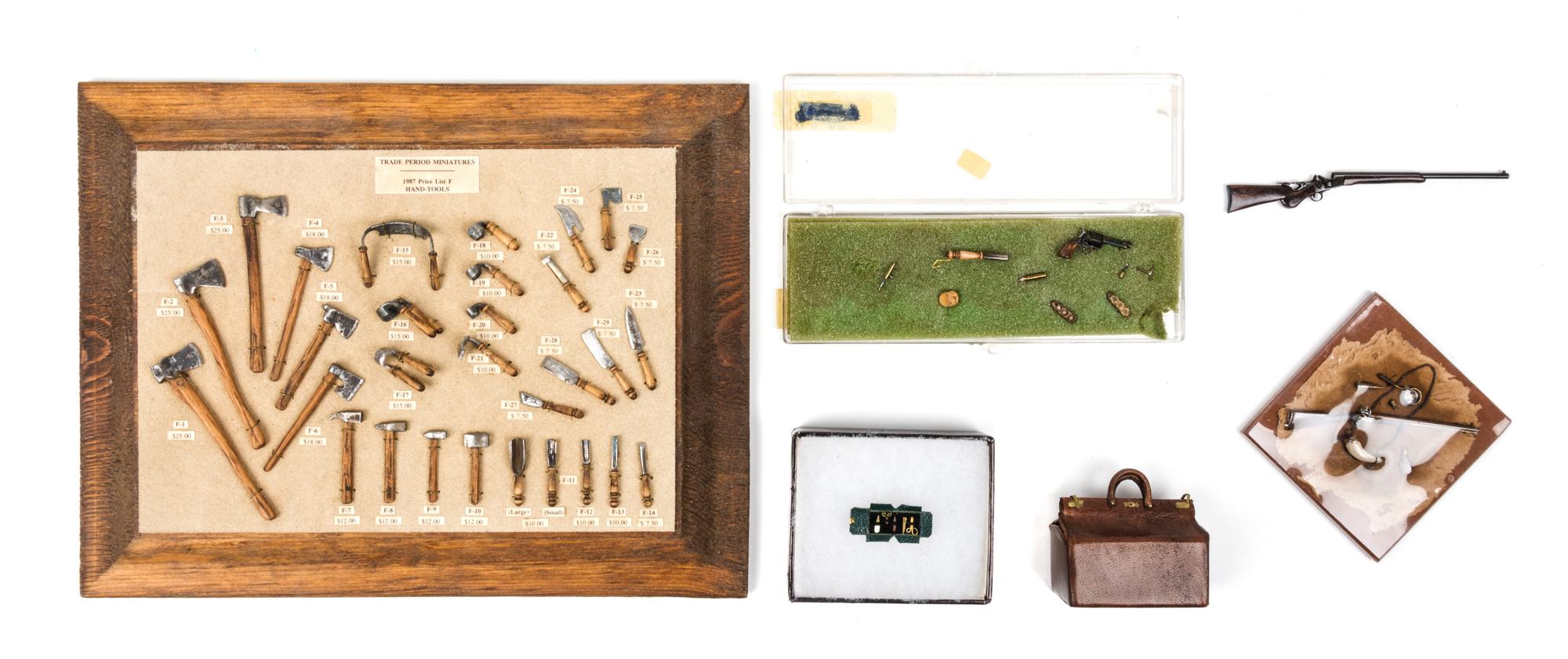 A Collection of Arms and Hand Tools Board 7 3/4 x 10 inches.