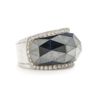 STEPHEN WEBSTER, WHITE GOLD, HEMATITE, AND DIAMOND RING