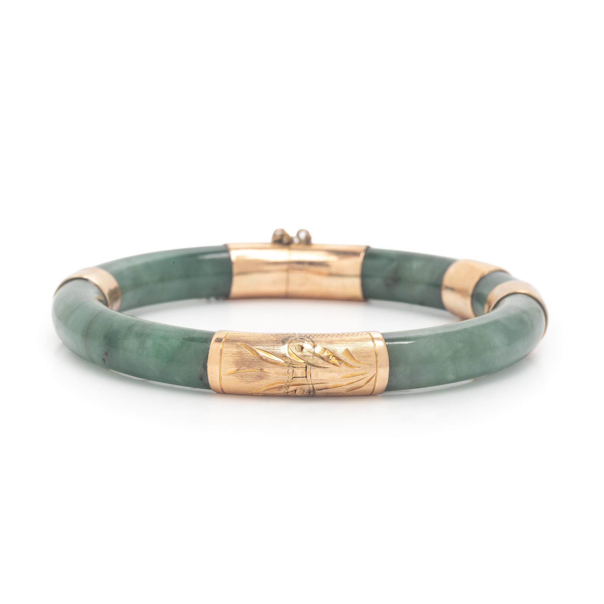 Jade and Yellow Gold Bangle Bracelet