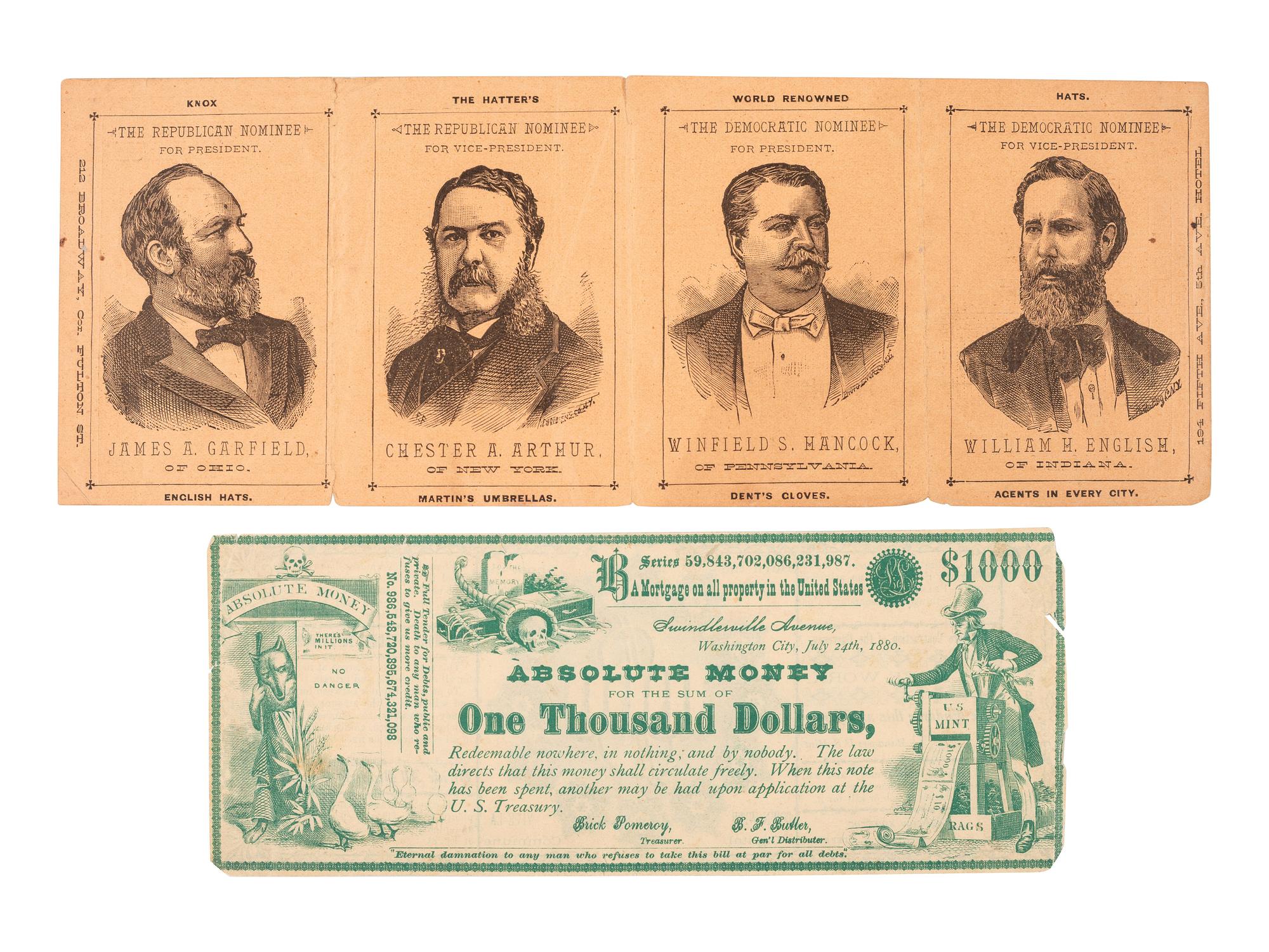 [1880 ELECTION]. A group of ballots and political ephemera, comprising: