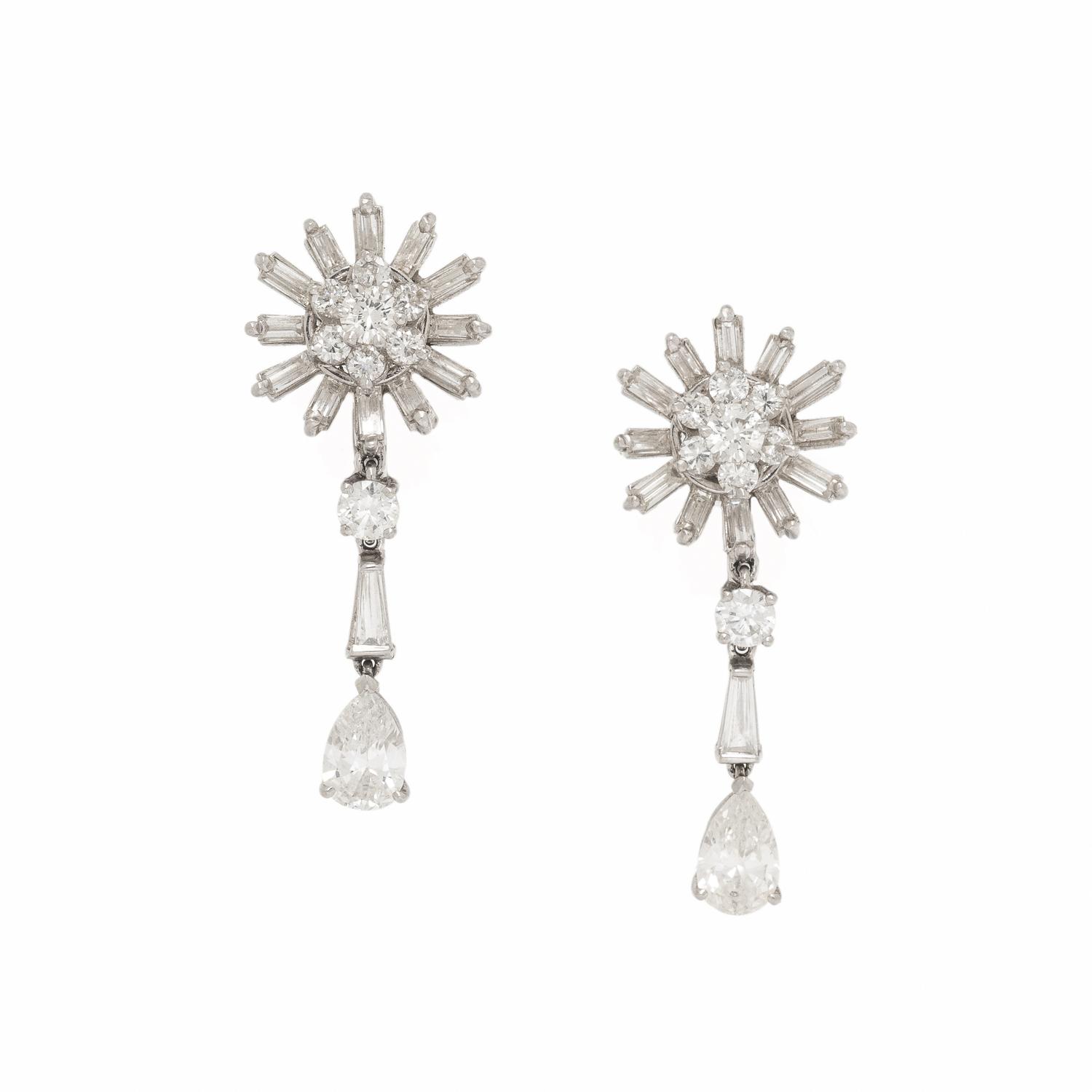 Diamond and Platinum Earrings