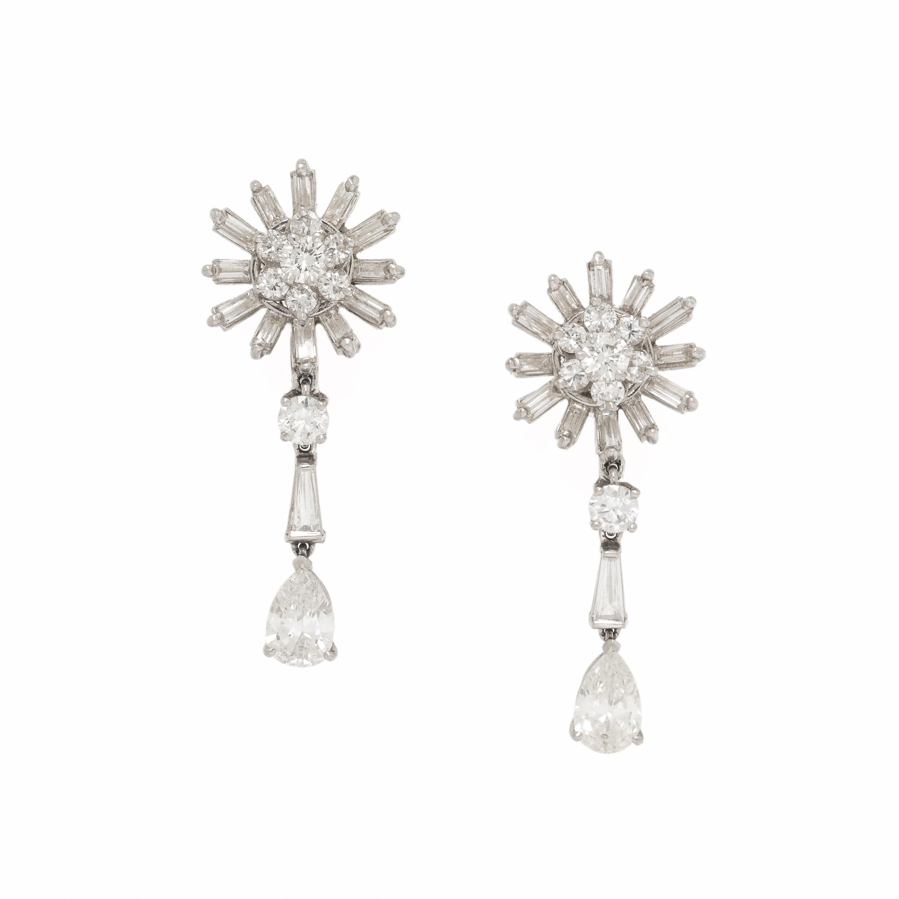 Diamond and Platinum Earrings