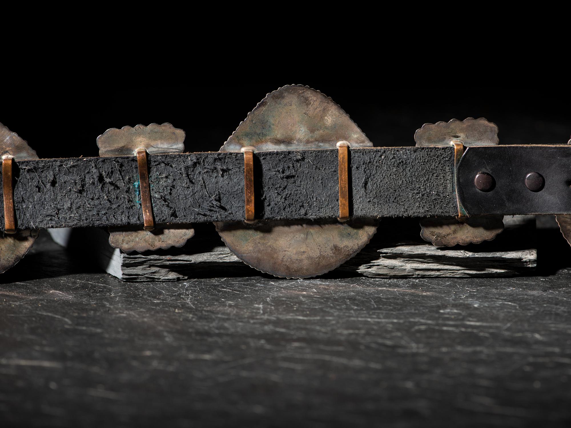 Navajo Sterling Silver and Spiny Oyster Inlaid Concha Belt
