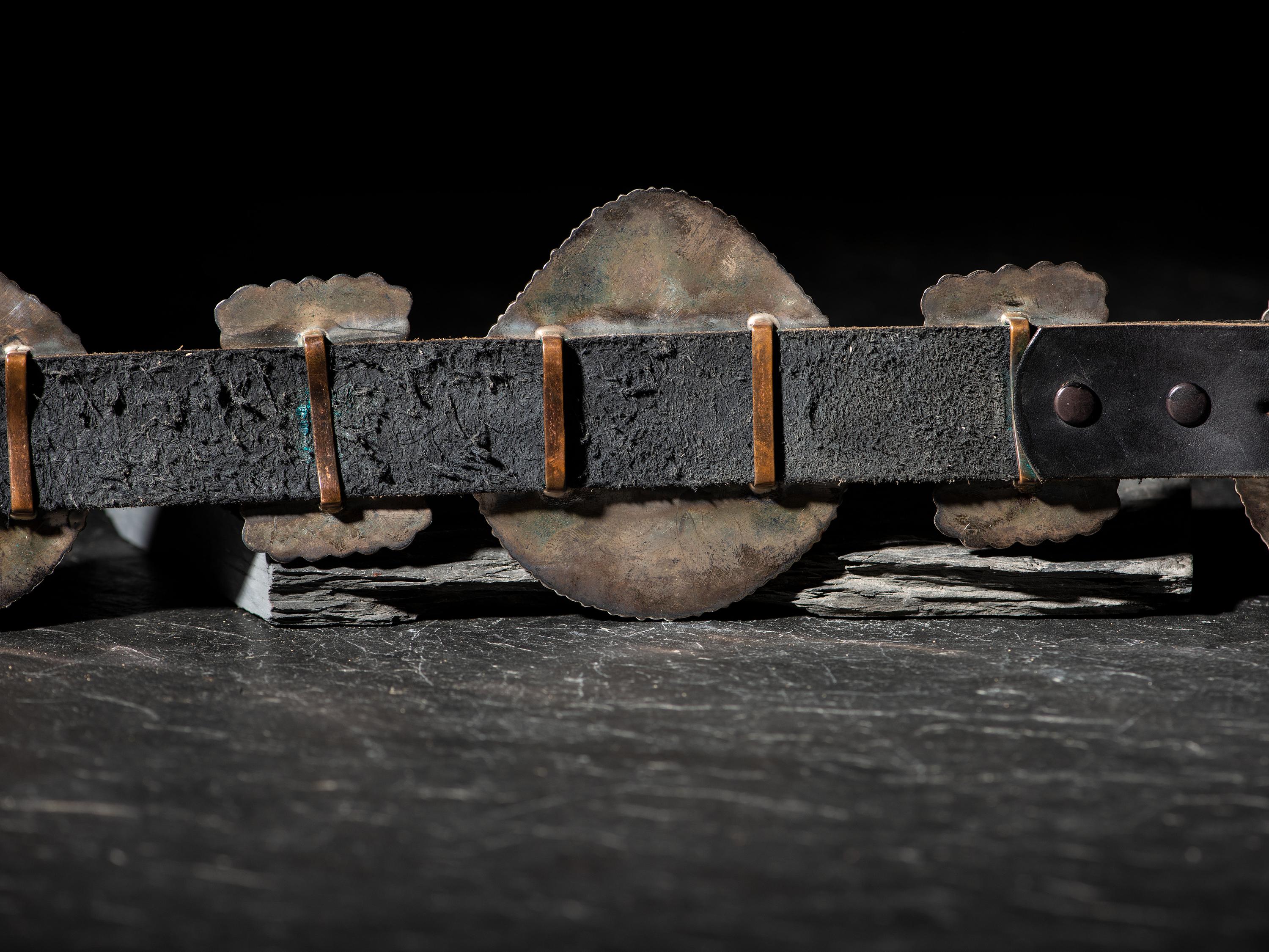 Navajo Sterling Silver and Spiny Oyster Inlaid Concha Belt
