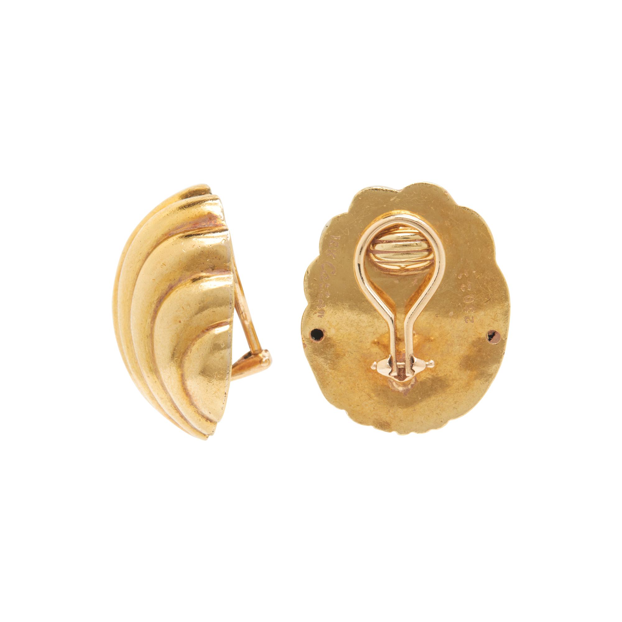 CARTIER, YELLOW GOLD CLIP EARRINGS