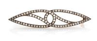 A Belle Epoque Silver Topped 18 Karat Yellow Gold and Diamond Hair Barrette, French, 3.60 dwts.