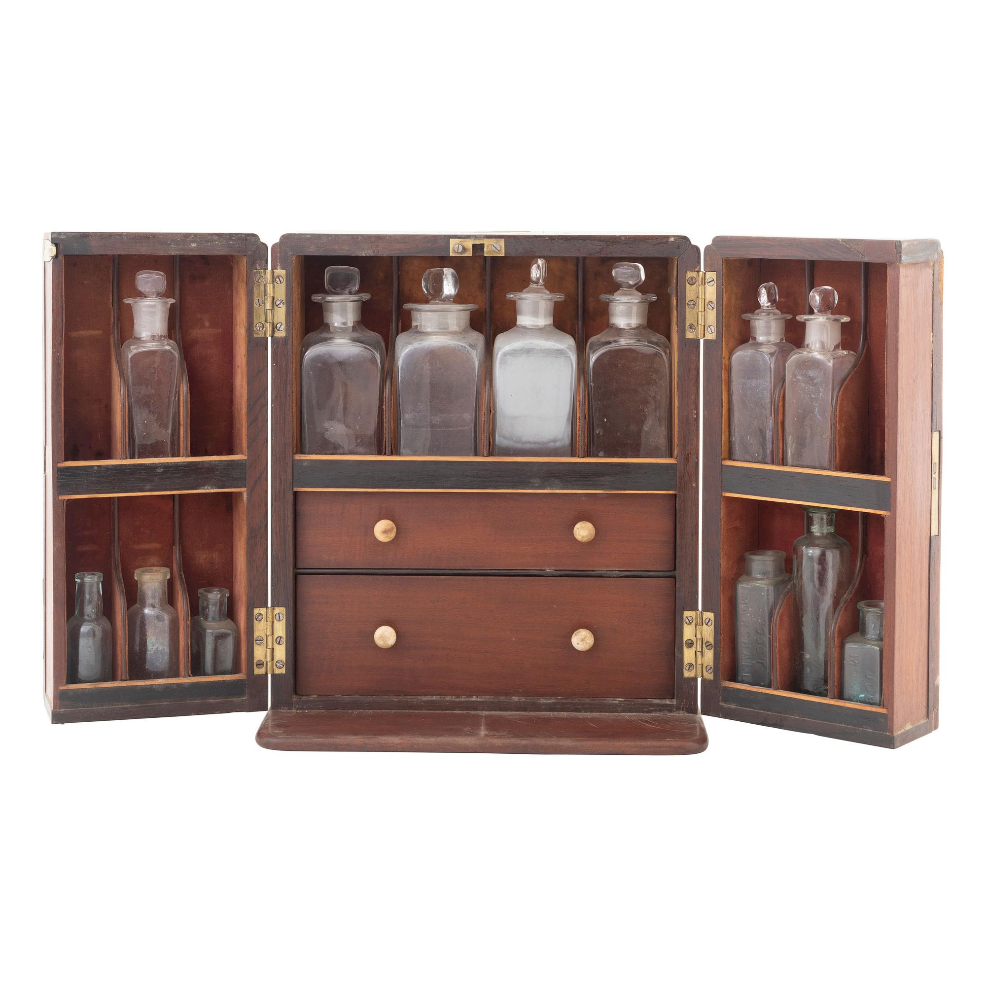 [Medicine] 19th Century wooden cased apothecary cabinet.