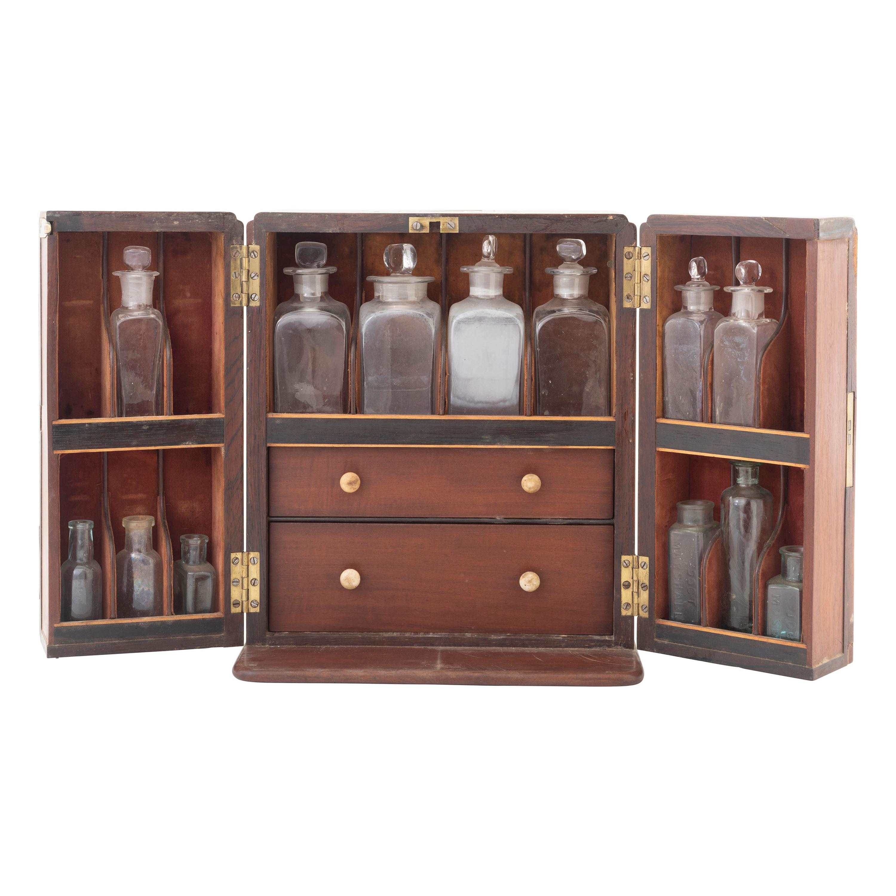 [Medicine] 19th Century wooden cased apothecary cabinet.