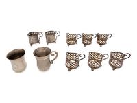 Ten Ottoman Silver Tea Liners and Teacups