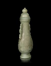 A Small Carved Jade Covered Vase