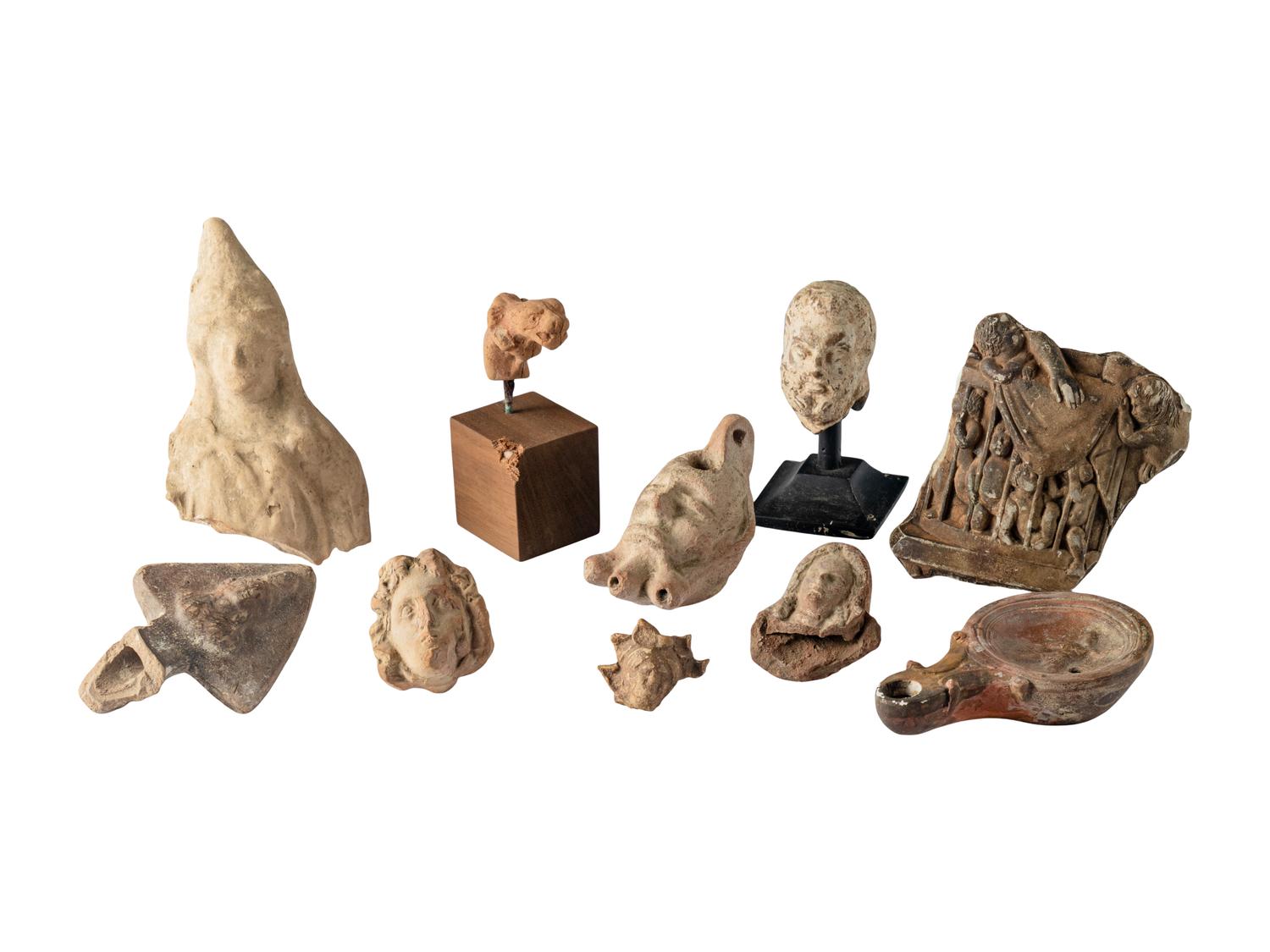 Ten Roman Terracotta Figures and Lamps