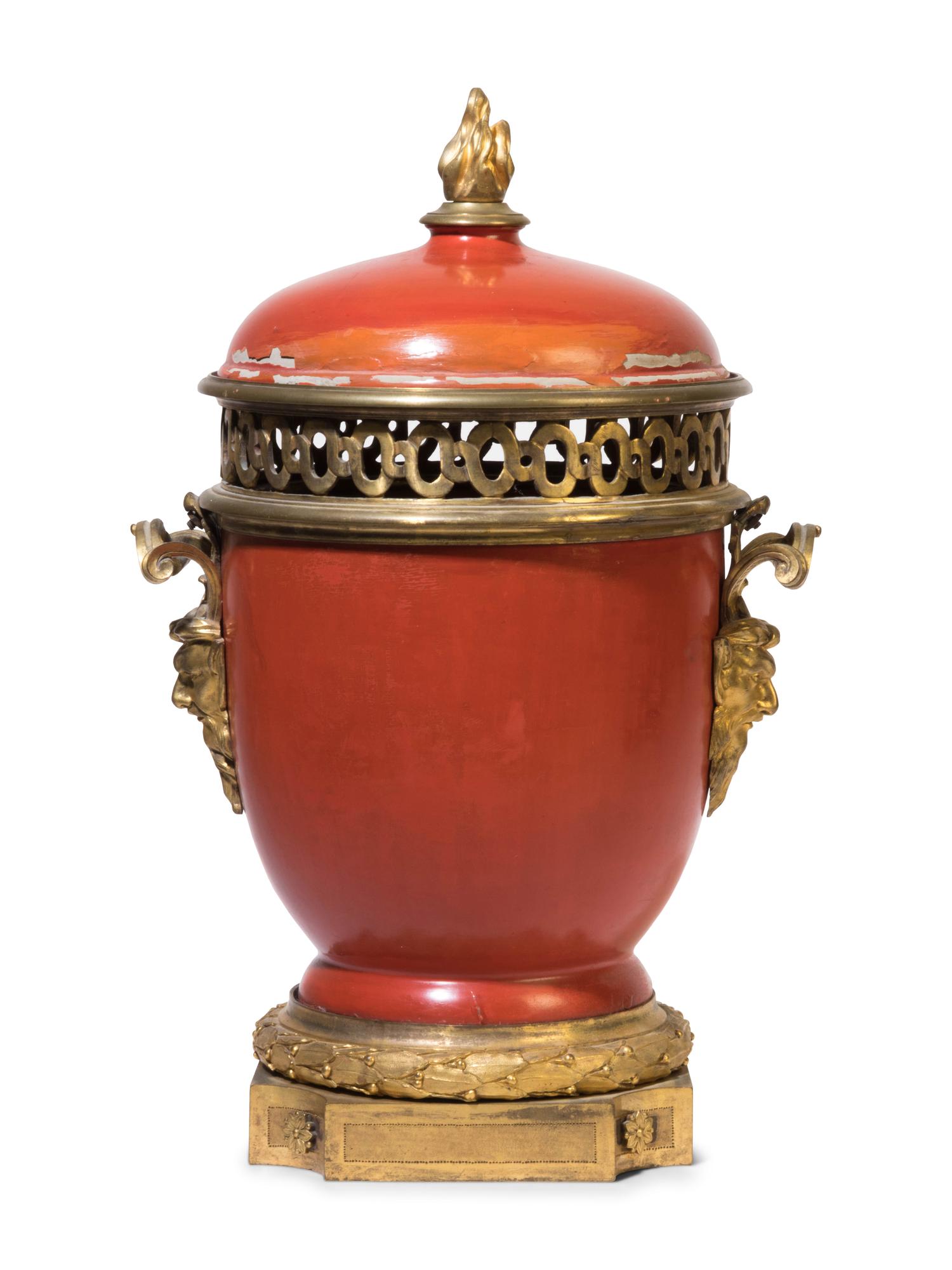 A Louis XVI Gilt Bronze Mounted Lacquer Urn