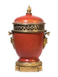 A Louis XVI Gilt Bronze Mounted Lacquer Urn