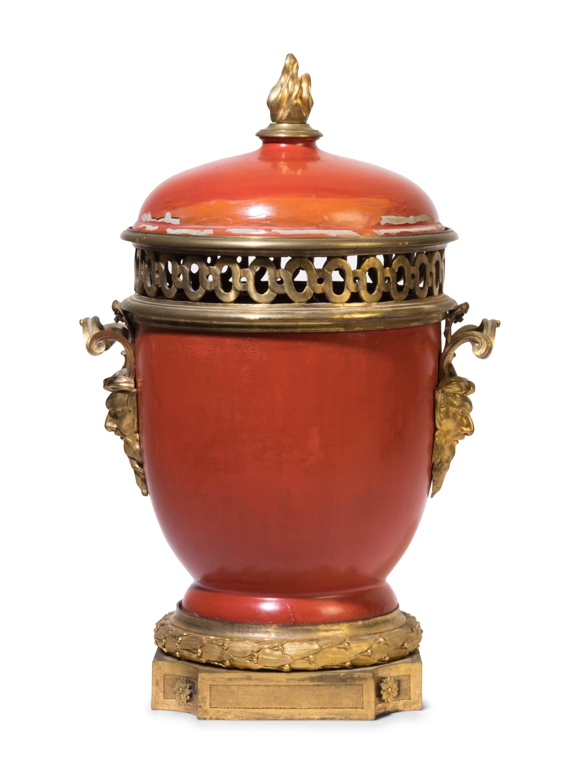 A Louis XVI Gilt Bronze Mounted Lacquer Urn