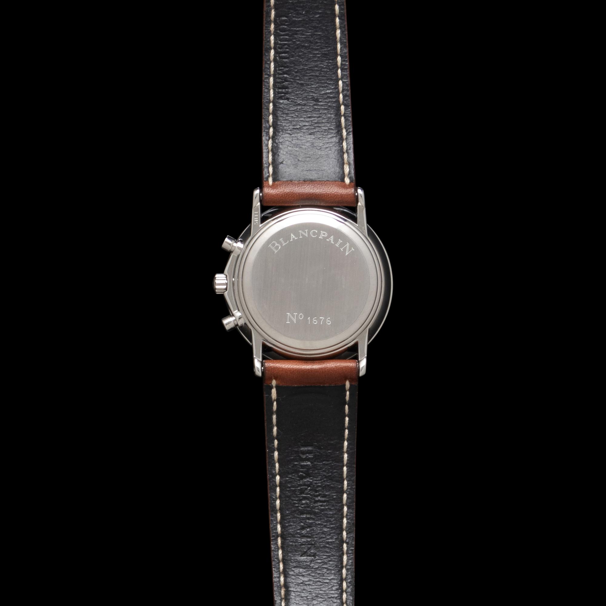 BLANCPAIN, STAINLESS STEEL 'LEMAN FLYBACK CHRONOGRAPH' WATCH
