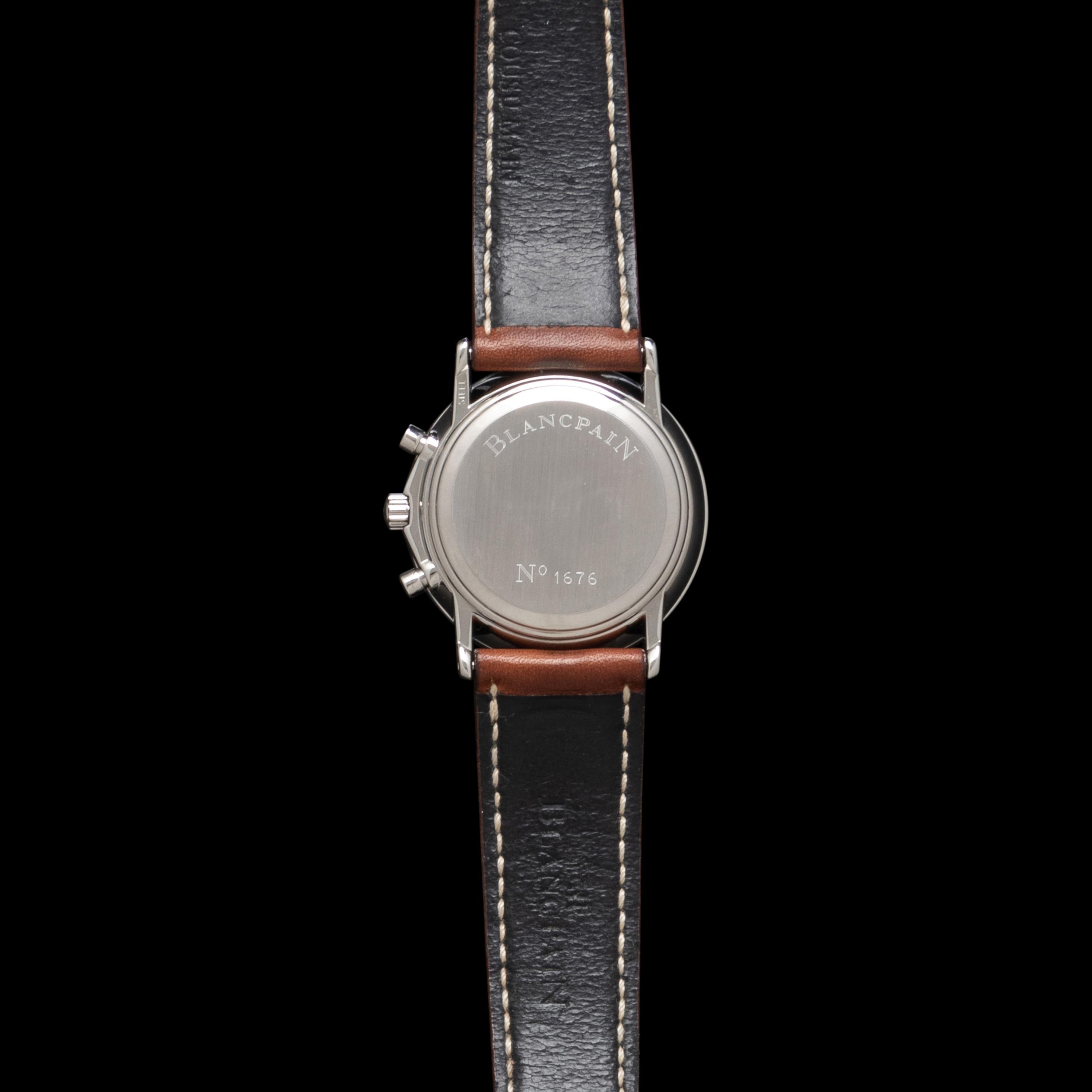 BLANCPAIN, STAINLESS STEEL 'LEMAN FLYBACK CHRONOGRAPH' WATCH