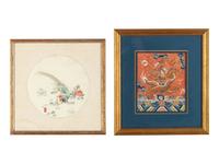 Two Chinese Embroidered Silk Panels