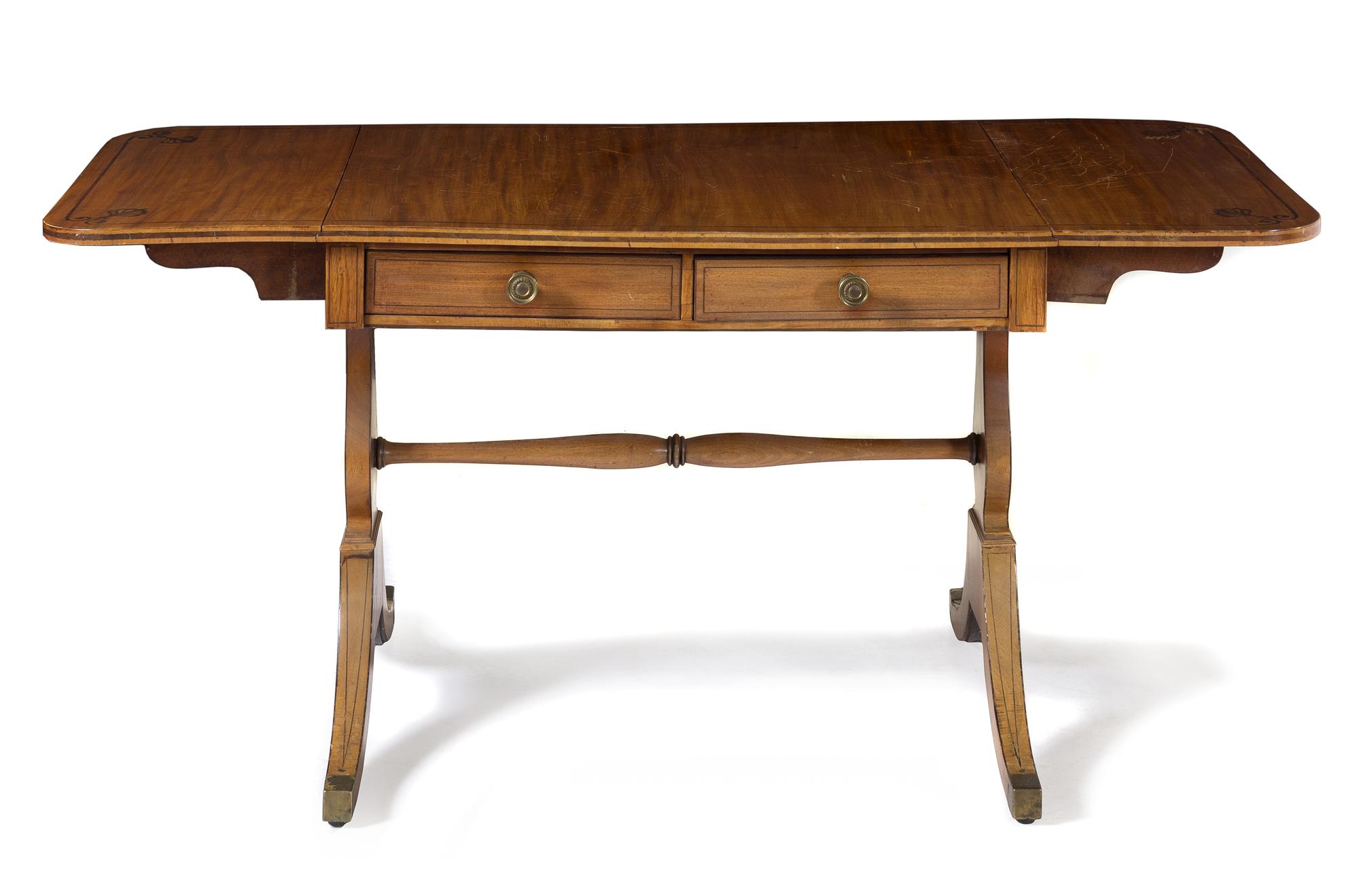 A Regency Ebony Inlaid Mahogany Sofa Table