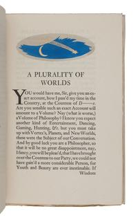 [FINE PRESS & LIVRE D'ARTISTE]. -- [NONESUCH PRESS]. FONTENELLE, Bernard le Bovier de (1657-1757). A Plurality of Worlds . London: The Nonesuch Press, 1929.