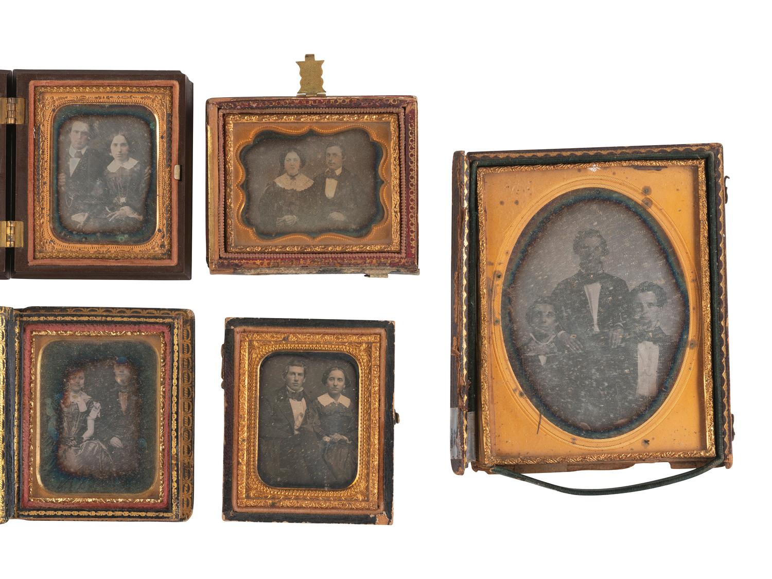 [EARLY PHOTOGRAPHY]. An assortment of hard images of couples and trios.