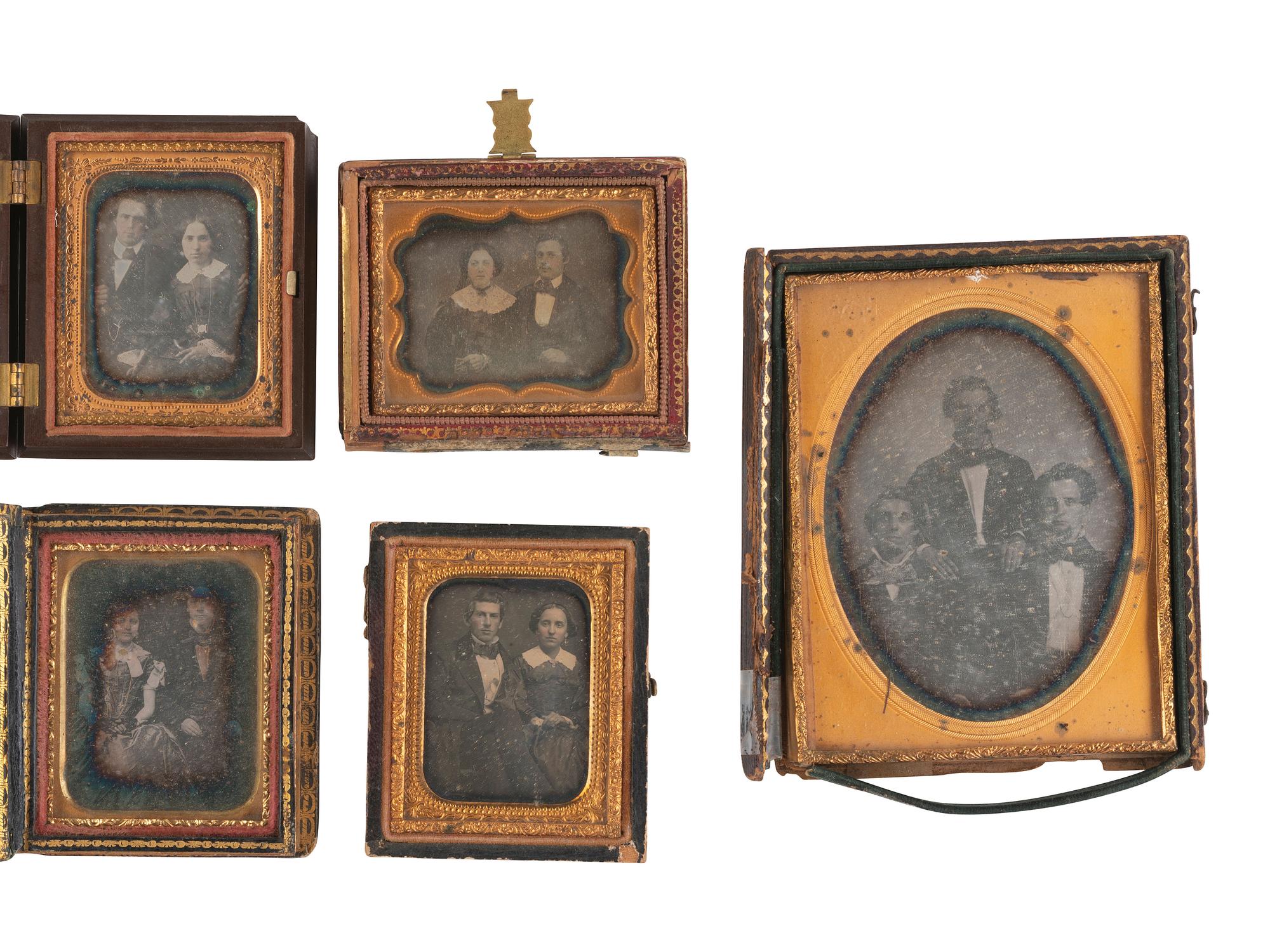[EARLY PHOTOGRAPHY]. An assortment of hard images of couples and trios.