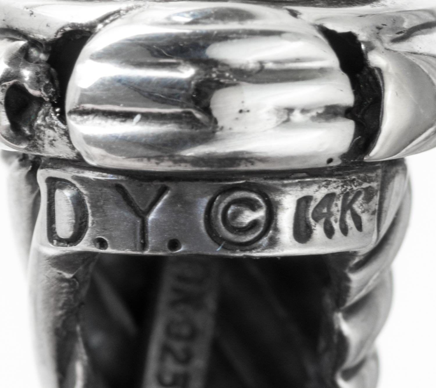 A Pair of Sterling Silver and 14 Karat Yellow Gold 'Thoroughbred' Earclips, David Yurman, 8.70 dwts.